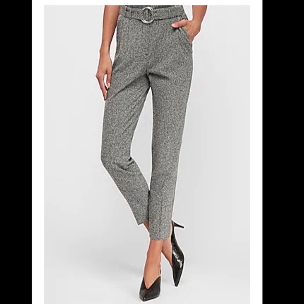 Express High Waisted Textured O-Ring Belted Pant